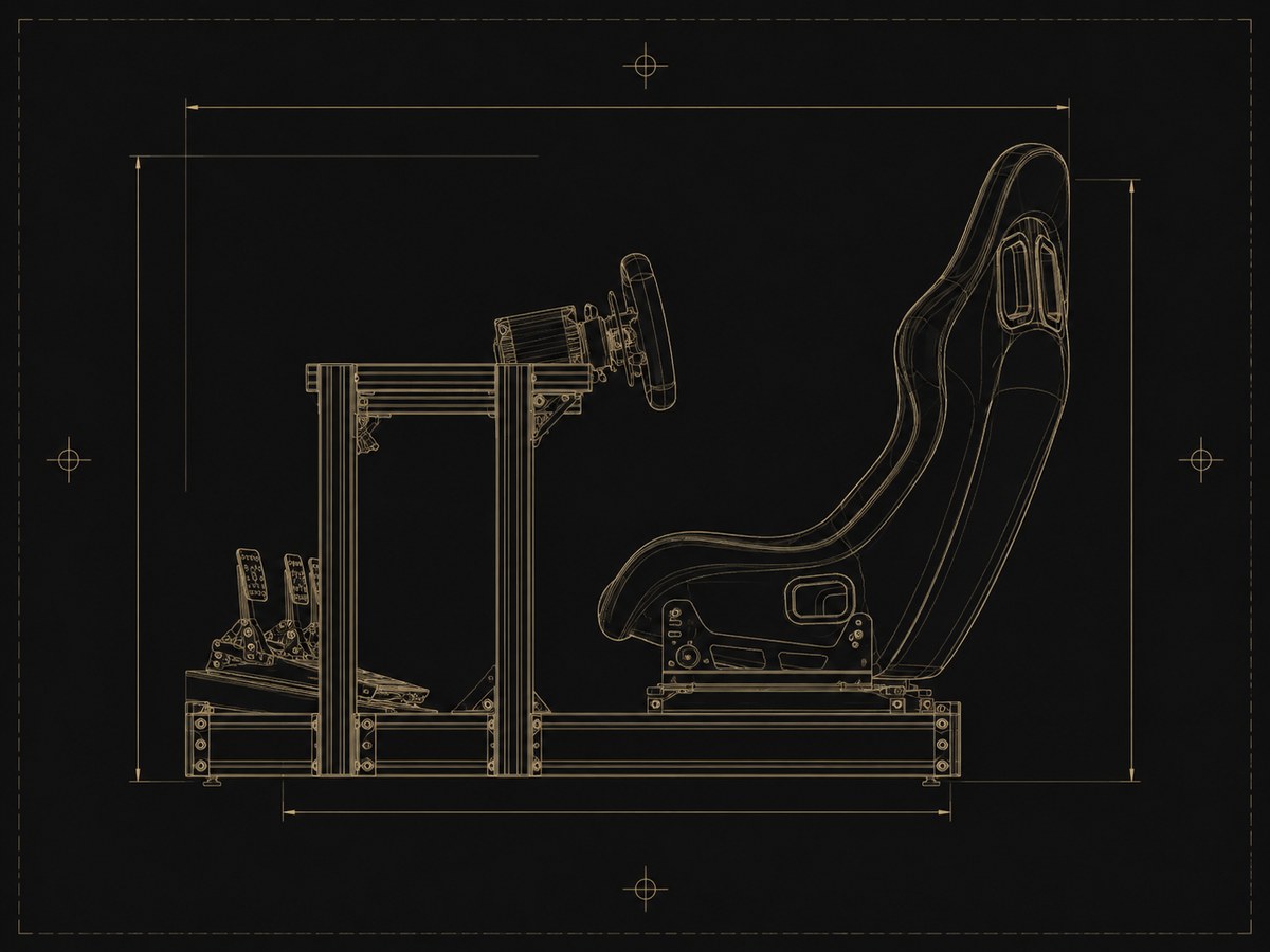Bespoke build — custom sim rig blueprint, drawn from scratch